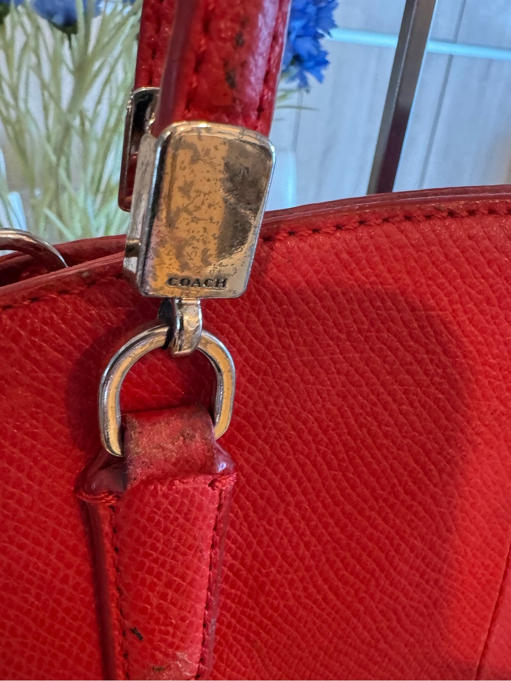 Coach Minetta Leather Crossbody Satchel Tote Bag-HARD TO FIND Cardinal Red! - Picture 16 of 16